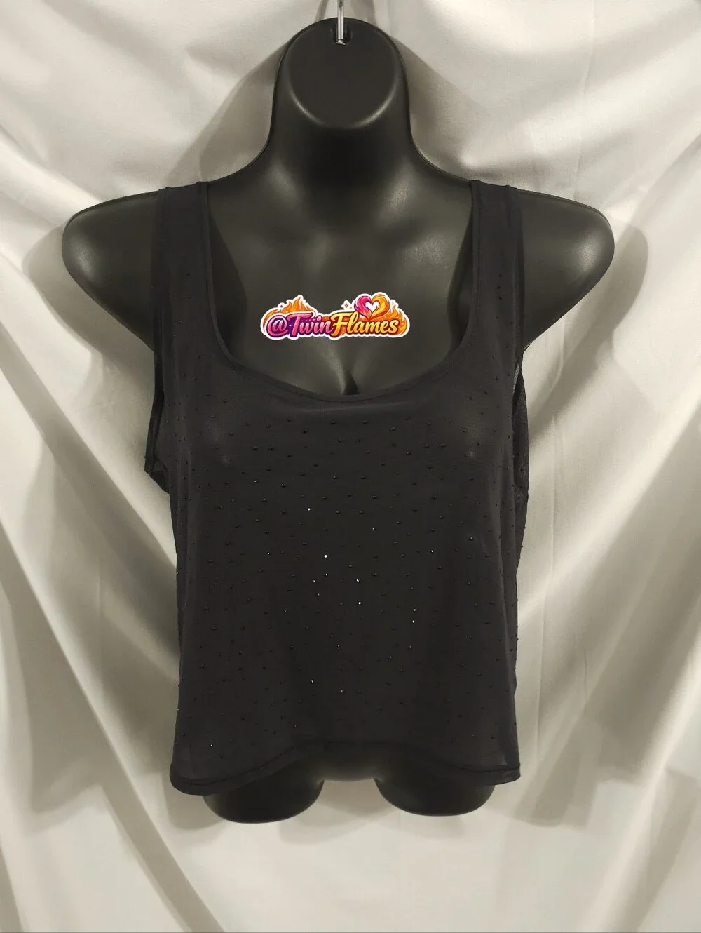 Skims Rhinestone Swim Tank Cover Ups TP-TNK-3494 Onyx Size 3X